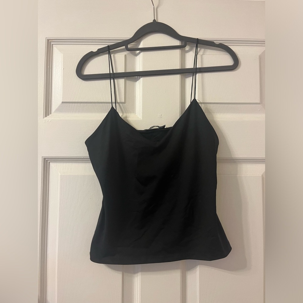 Bershka black crop tank top